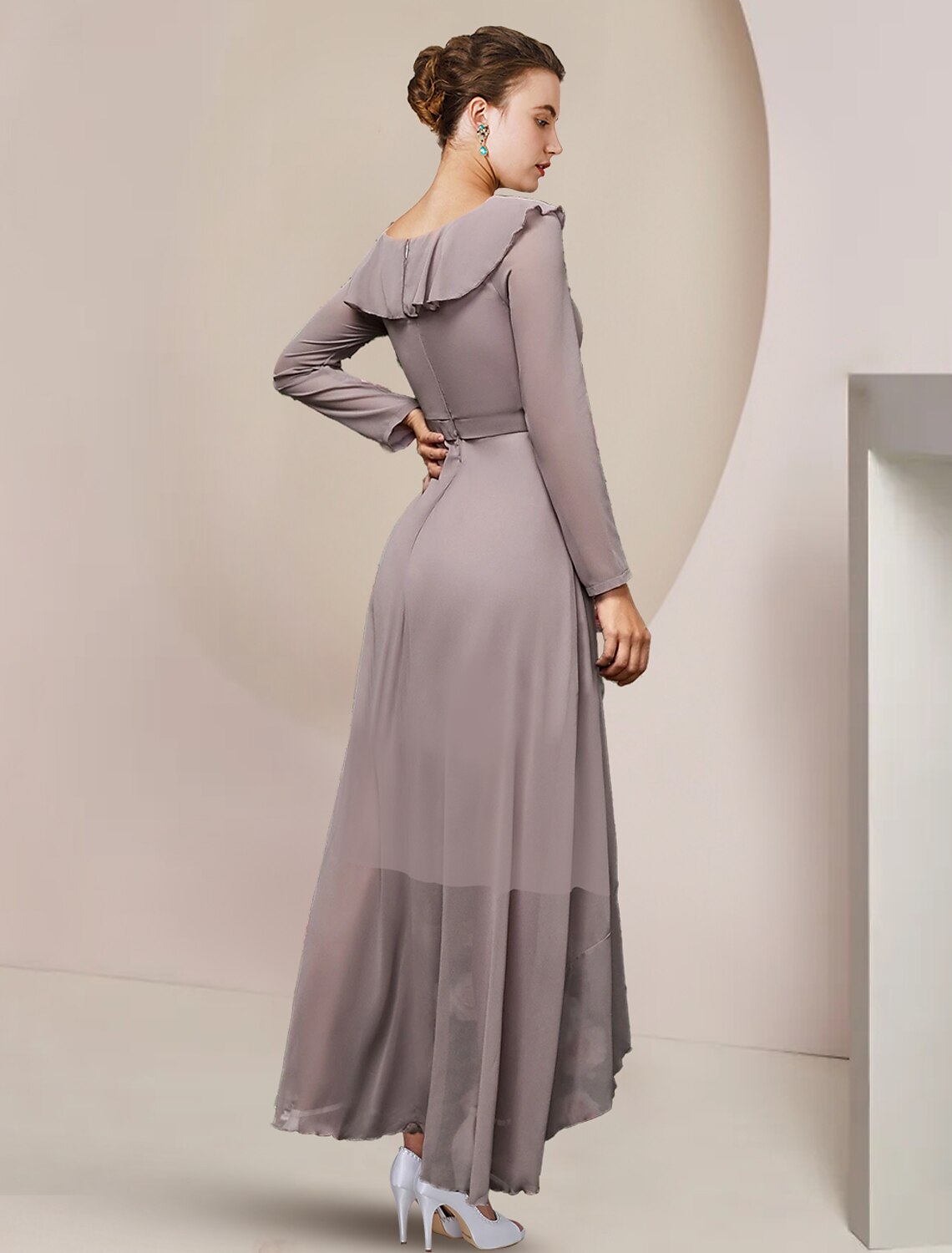 A-Line Mother of the Bride Dress Wedding Guest Elegant V Neck Asymmetrical